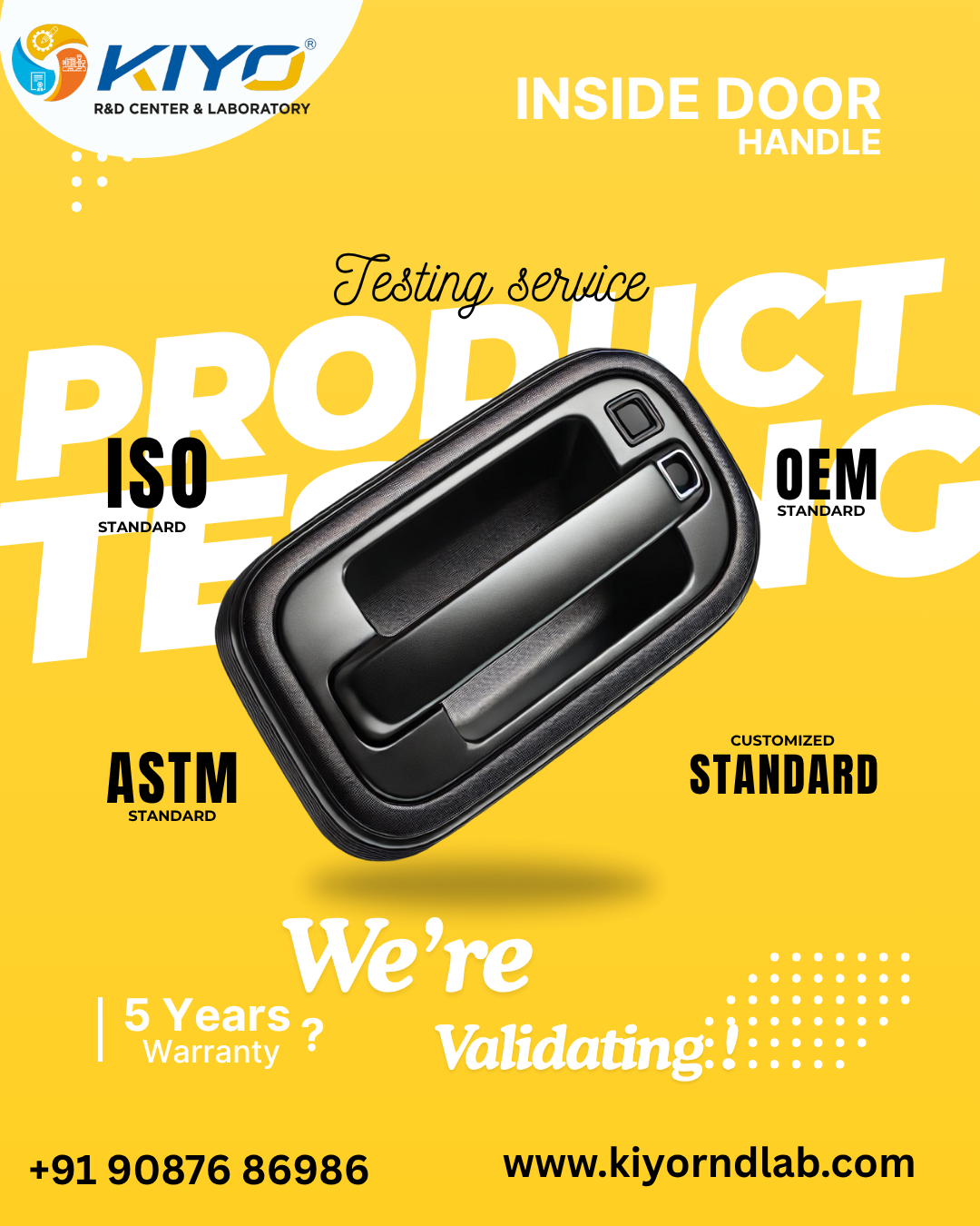 Inside door handle product testing lab in chennai