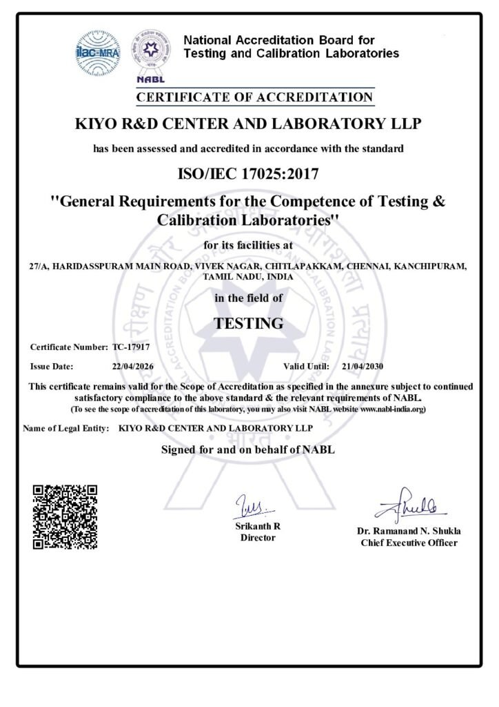 Top NABL Accredited Material Testing Lab in Chennai | Kiyo R&D