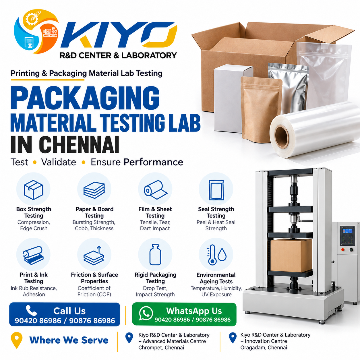 Packaging Material Testing Lab in Chennai | Kiyo R&D Lab